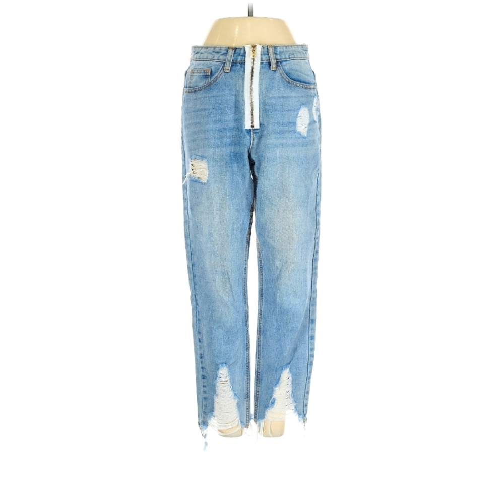 Momokrom Distressed Light Blue Denim Shorts Size 28